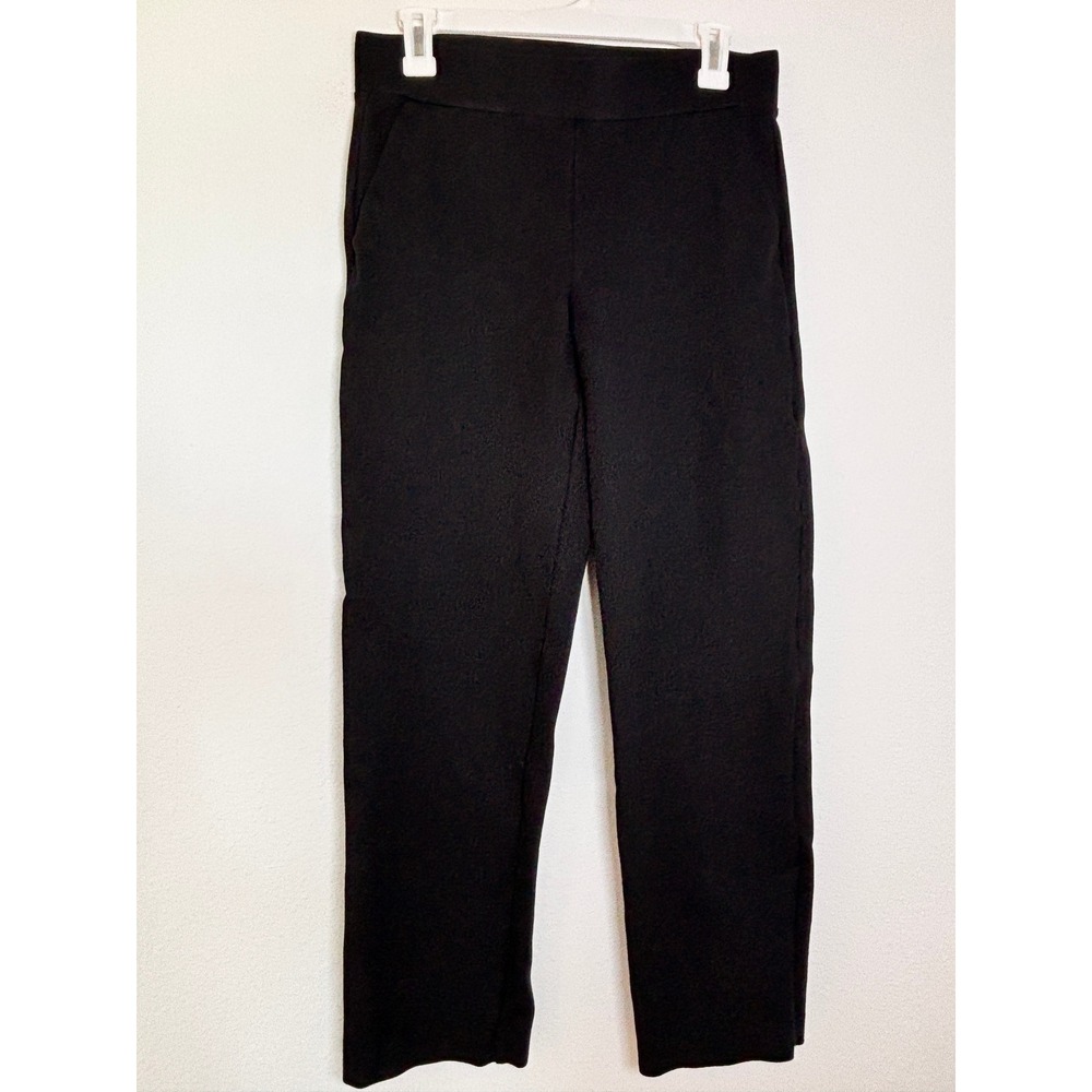 Loft Black Pull On Ponte Pants Straight Leg Elastic Waist Trousers Womens